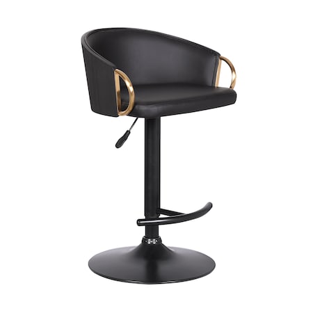 Armen Living Solstice Adjustable Black Faux Leather Swivel Barstool LCSCBABLBL